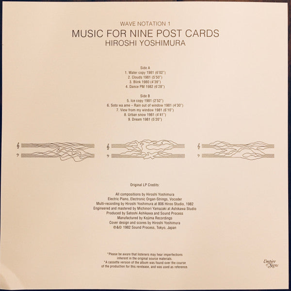 Hiroshi Yoshimura : Music For Nine Post Cards (LP, Album, Ltd, RE, RM, RP, Cle)