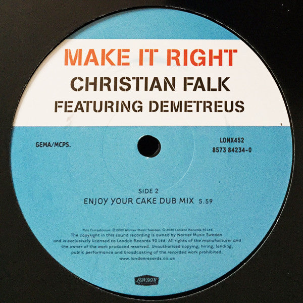 Christian Falk Featuring Demetreus : Make It Right (12")