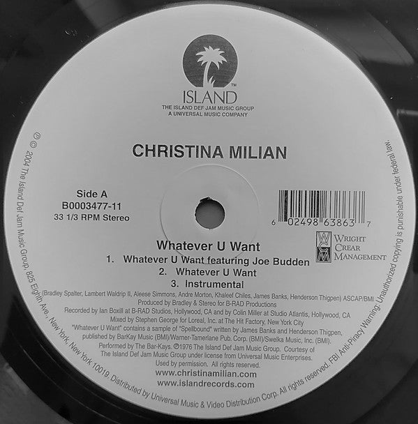 Christina Milian Feat. Joe Budden : Whatever U Want (12")