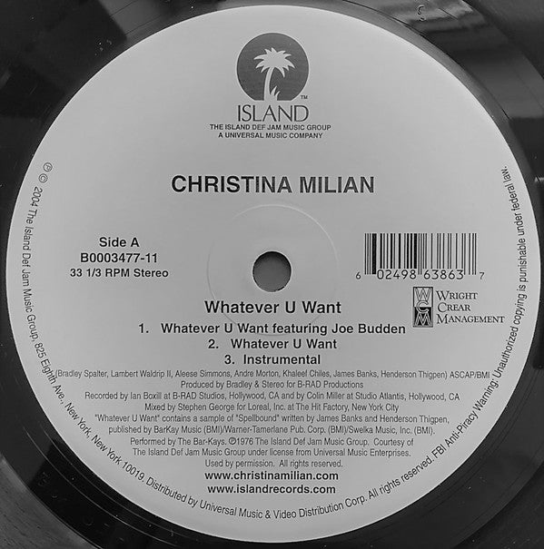 Christina Milian Feat. Joe Budden : Whatever U Want (12")