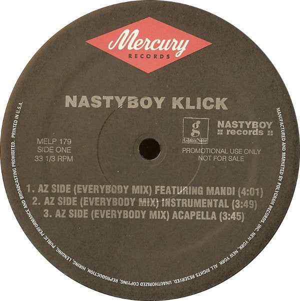 Nastyboy Klick : AZ Side / Bookies Freestyle (12", Promo)