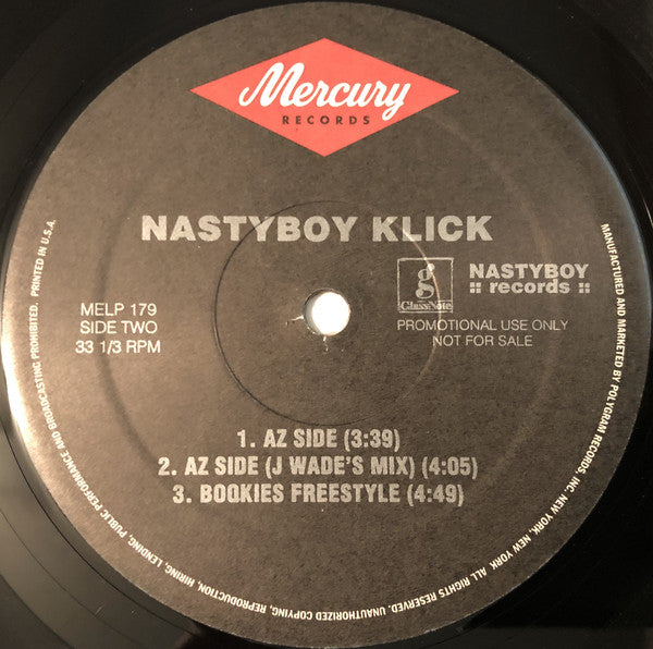 Nastyboy Klick : AZ Side / Bookies Freestyle (12", Promo)