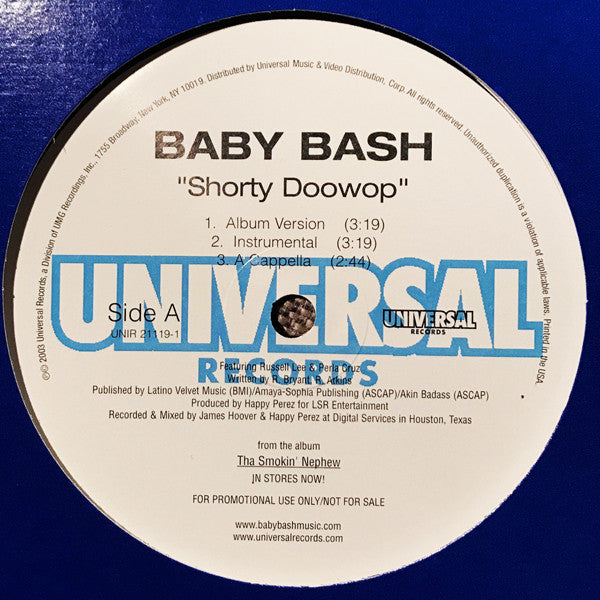 Baby Bash : Shorty Doowop (12", Promo)