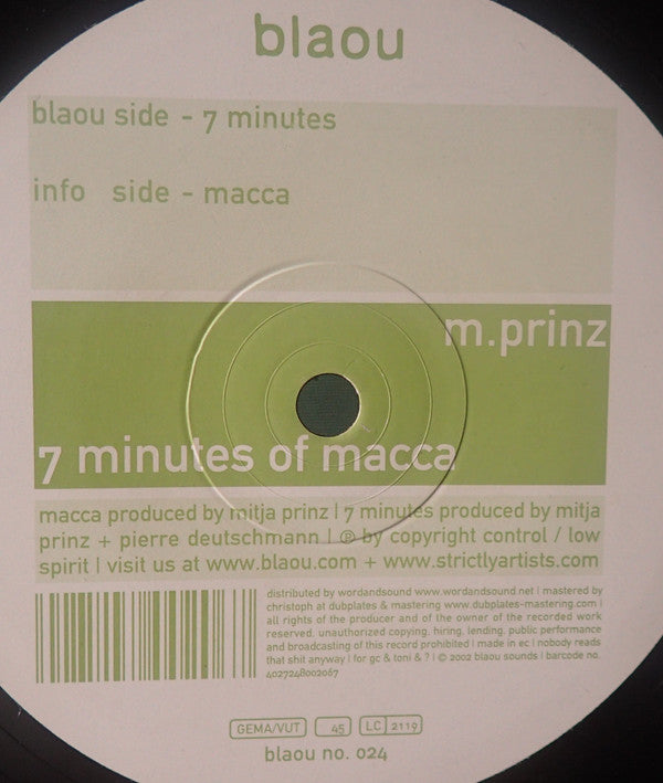 Mitja Prinz : 7 Minutes of Macca (12")