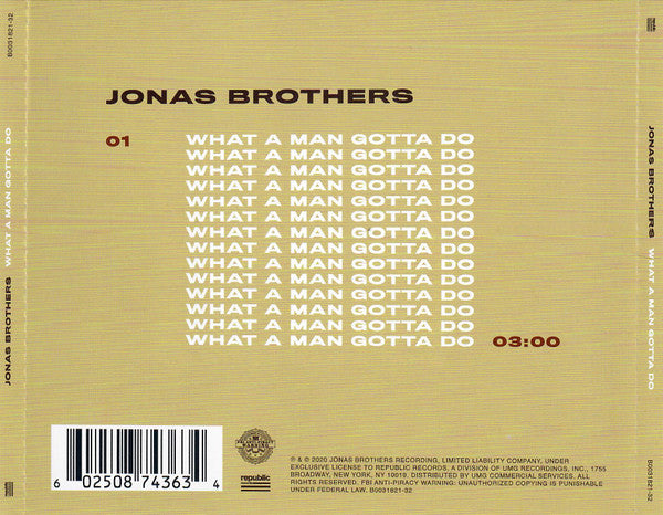 Jonas Brothers : What A Man Gotta Do (CD, Single, Ltd)