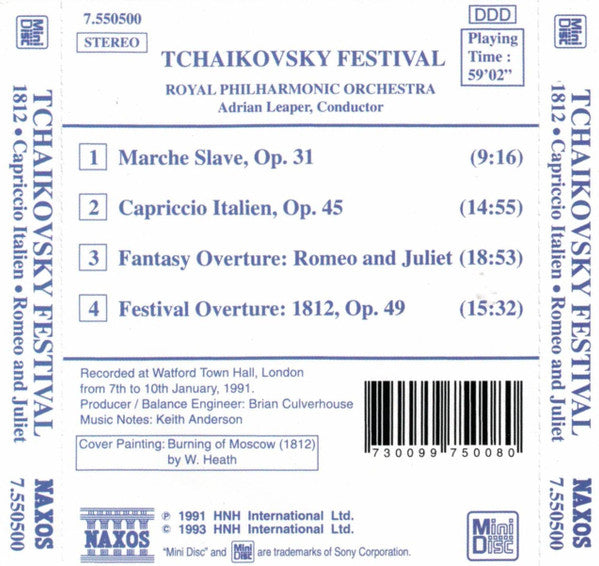 Pyotr Ilyich Tchaikovsky, The Royal Philharmonic Orchestra, Adrian Leaper : Tchaikovsky Festival - Marche Slave, Capriccio Italien, Romeo and Juliet, 1812 Ouverture (MD, Comp)