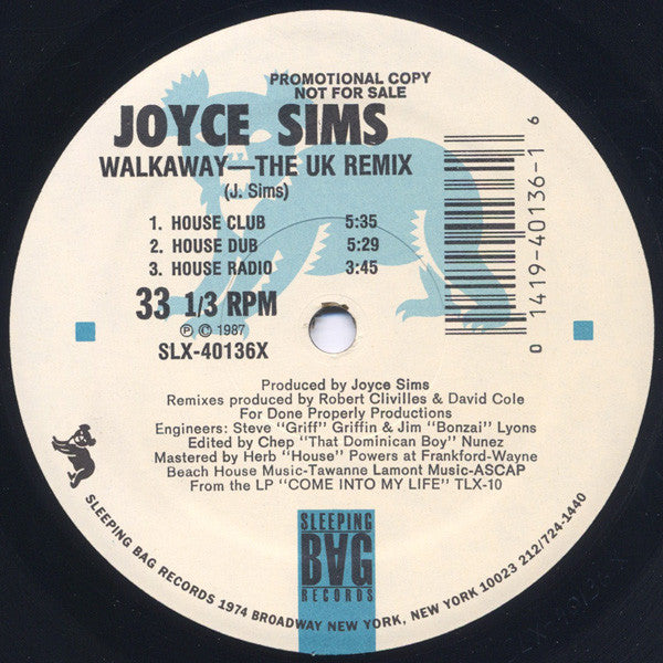 Joyce Sims : Walkaway - The UK Remix (12", Promo)