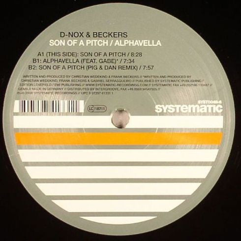 D-Nox & Beckers : Son Of A Pitch / Alphavella (12")