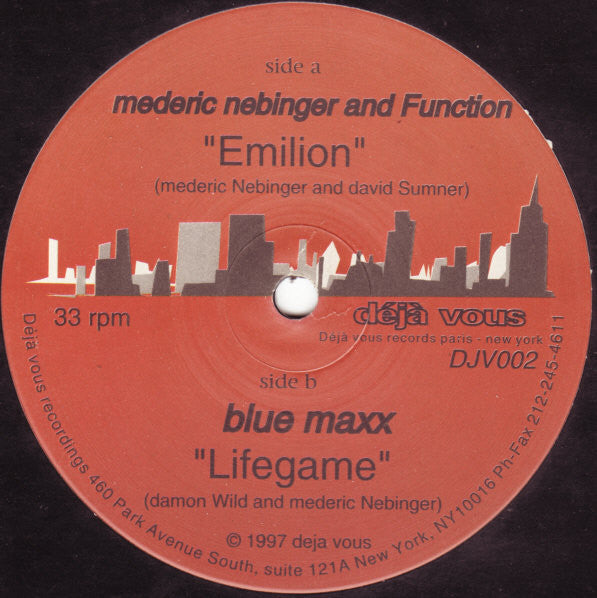 Mederic Nebinger and Function / Blue Maxx : Emilion / Lifegame (12")