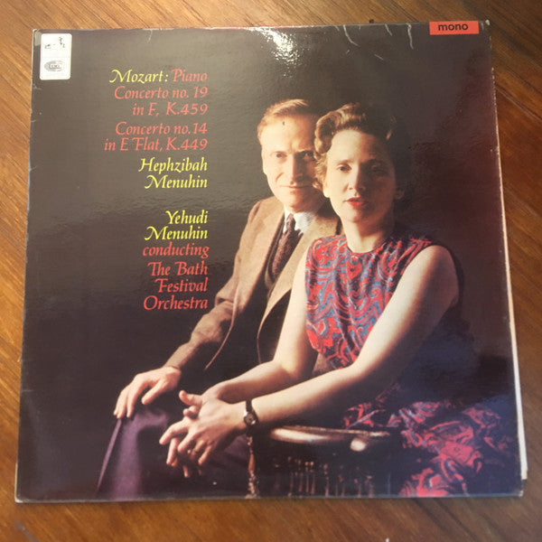 Wolfgang Amadeus Mozart, Hephzibah Menuhin, Yehudi Menuhin, Bath Festival Orchestra : Piano Concerto No. 19 In F, K.459 | Concerto No. 14 in E Flat, K.449 (LP, Album, Mono)