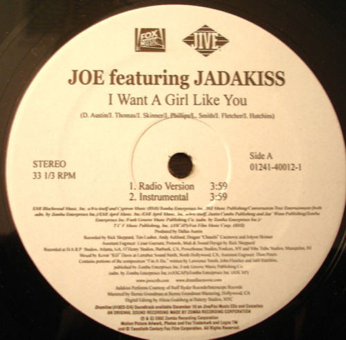 Joe Featuring Jadakiss : I Want A Girl Like You (12", Promo)