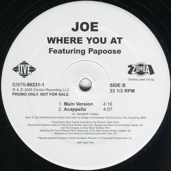 Joe Feat. Papoose : Where You At (12", Promo)