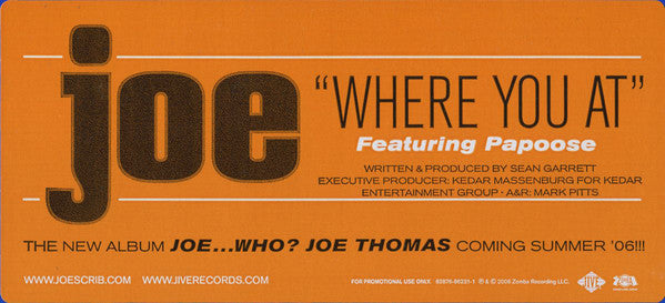 Joe Feat. Papoose : Where You At (12", Promo)