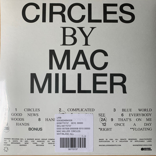 Mac Miller : Circles (2xLP, Album, Ltd, Whi)