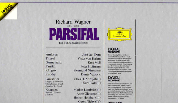 Richard Wagner, Peter Hofmann • Dunja Vejzović • Kurt Moll • José van Dam • Siegmund Nimsgern • Victor von Halem, Chor Der Deutschen Oper Berlin, Berliner Philharmoniker, Herbert Von Karajan : Parsifal (5xLP + Box)