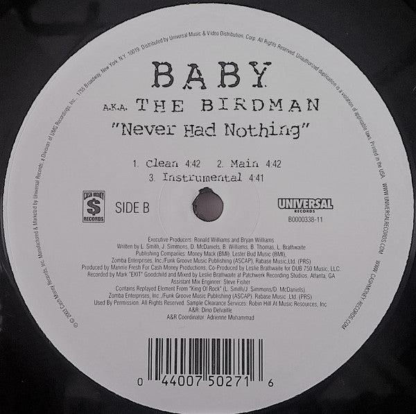 Baby (2) A.K.A. Birdman (2) : Baby You Can Do It (12")