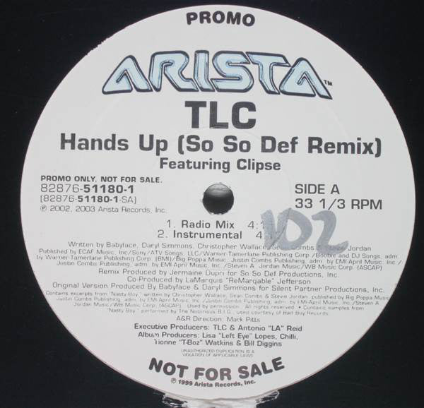 TLC Feat. Clipse : Hands Up (So Def Def Remix) (12", Promo)