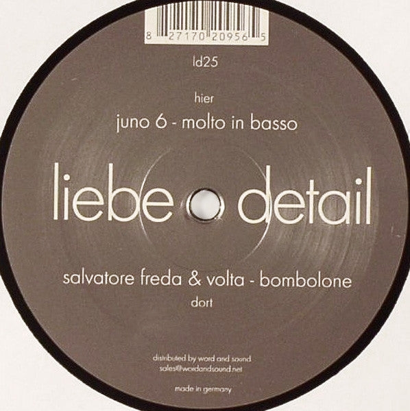 Salvatore Freda & Volta / Juno6 : Bombolone / Molto In Basso (12")