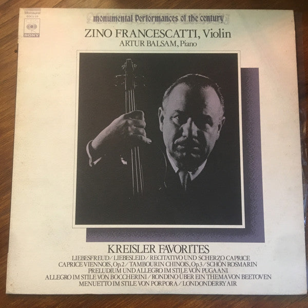 Zino Francescatti / Arthur Balsam / Fritz Kreisler : Francescatti Plays Kreisler (LP)