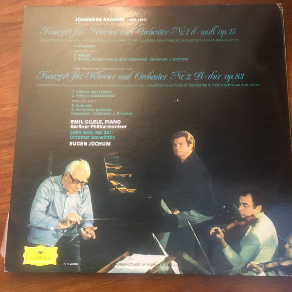 Johannes Brahms - Emil Gilels, Berliner Philharmoniker, Eugen Jochum : Die Klavierkonzerte • The Piano Concertos • Les Concertos Pour Piano (2xLP)