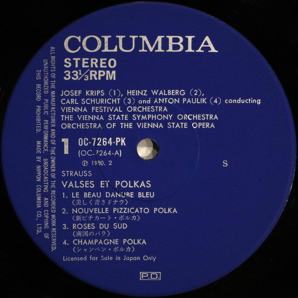 Johann Strauss Jr., Carl Schuricht, Anton Paulik, Josef Krips, Heinz Wallberg : Valses Et Polkas (LP, Comp)