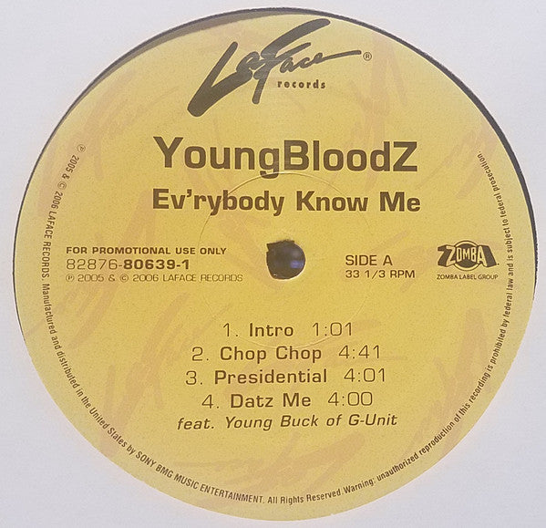 YoungBloodZ : Ev'rybody Know Me (2xLP, Album, Promo, Cle)