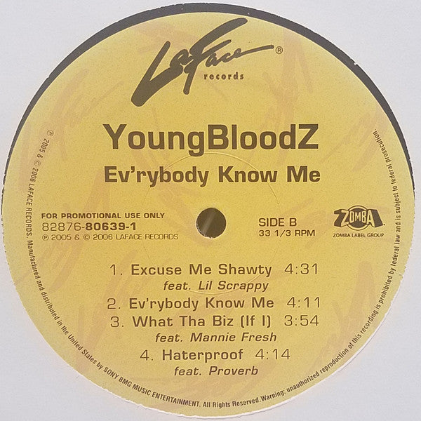 YoungBloodZ : Ev'rybody Know Me (2xLP, Album, Promo, Cle)