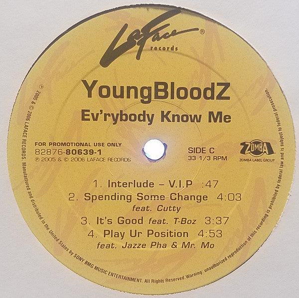 YoungBloodZ : Ev'rybody Know Me (2xLP, Album, Promo, Cle)