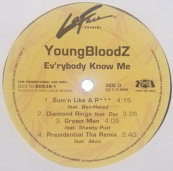 YoungBloodZ : Ev'rybody Know Me (2xLP, Album, Promo, Cle)