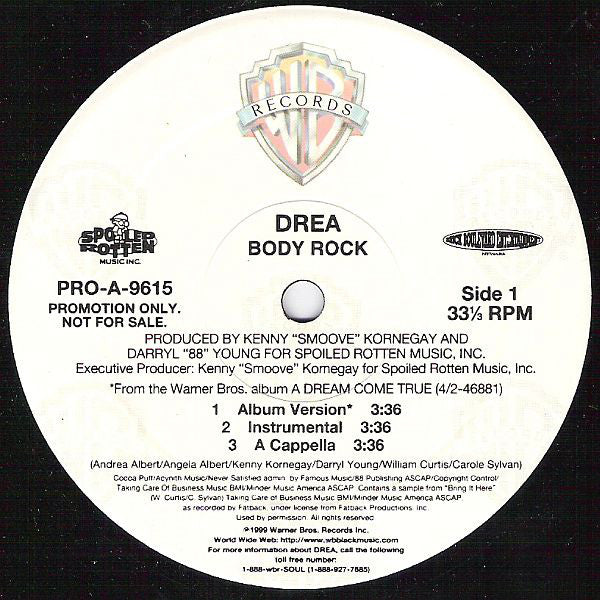 Drea : Body Rock / Got Ya Back (12", Promo)