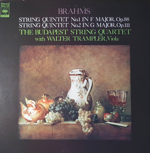 Johannes Brahms, Budapest String Quartet With Walter Trampler : String Quintet No.1 In F Major, Op.88 / String Quintet No.2 In G Major, Op.111 (LP)