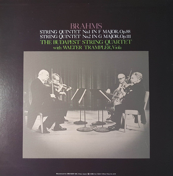 Johannes Brahms, Budapest String Quartet With Walter Trampler : String Quintet No.1 In F Major, Op.88 / String Quintet No.2 In G Major, Op.111 (LP)