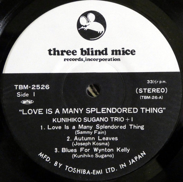 Kunihiko Sugano Trio : Love Is A Many Splendored Thing (LP, Album, RE)