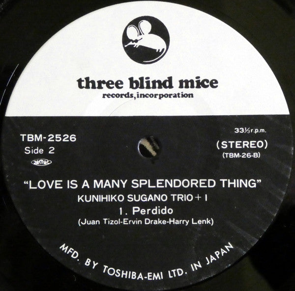 Kunihiko Sugano Trio : Love Is A Many Splendored Thing (LP, Album, RE)