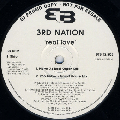 3rd Nation : Real Love (12", Promo)