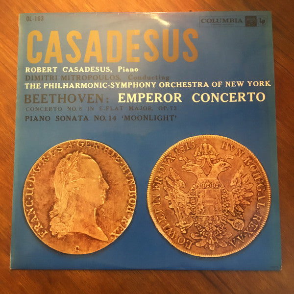 Robert Casadesus, Dimitri Mitropoulos, The New York Philharmonic Orchestra, Ludwig Van Beethoven : Emperor Concerto (Concerto No.5 In E-Flat Major, Op.73) / Piano Sonata No.14 'Moonlight' (LP)