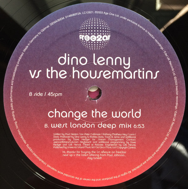 Dino Lenny vs. The Housemartins : Change The World (12", Single)