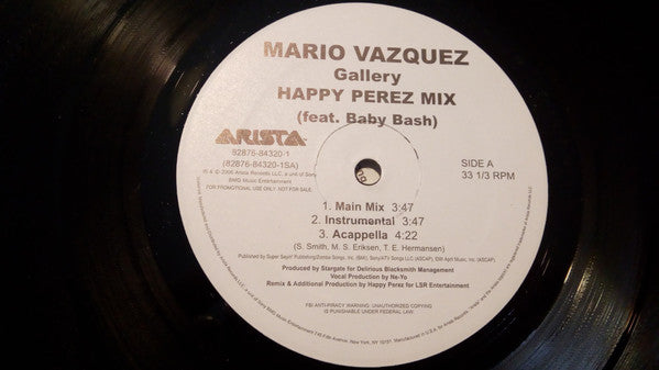 Mario Vazquez : Gallery (12", Promo)