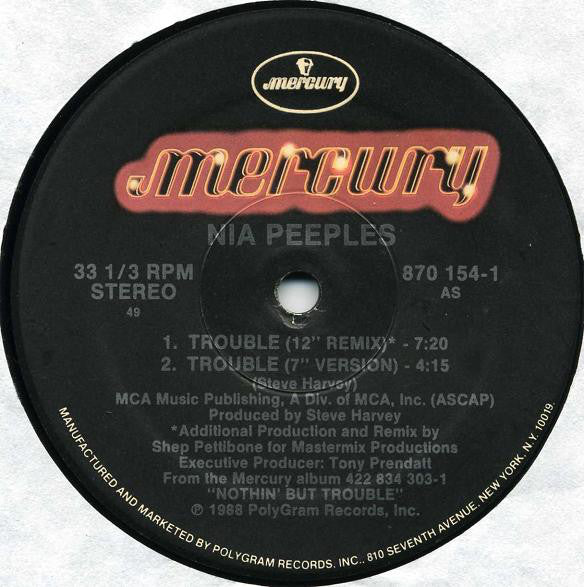 Nia Peeples : Trouble (12", Single, 49)