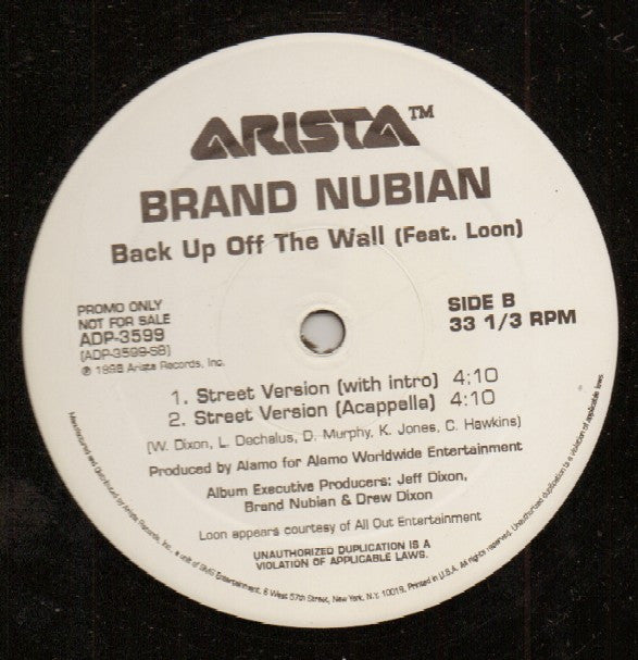 Brand Nubian Feat. Loon : Back Up Off The Wall (12", Promo)