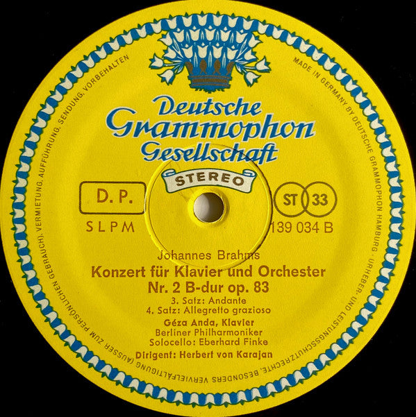 Johannes Brahms - Géza Anda, Herbert Von Karajan, Berliner Philharmoniker : Klavierkonzert Nr. 2 B-Dur (LP, Album)