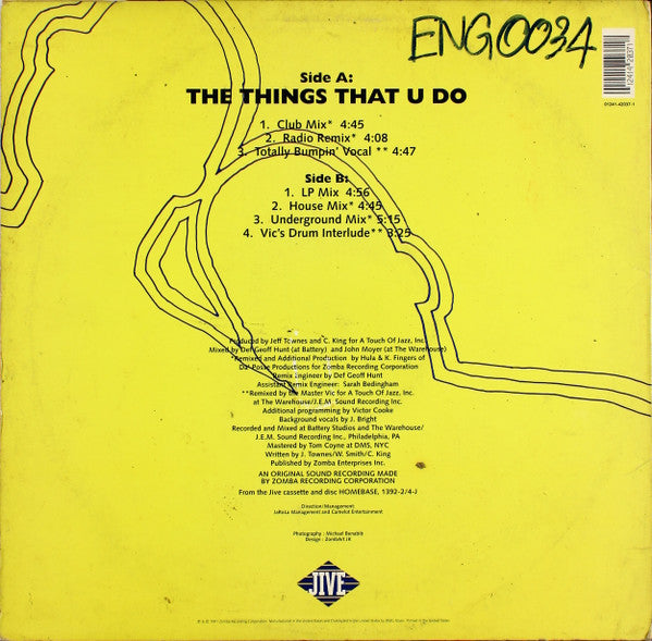 DJ Jazzy Jeff & The Fresh Prince : The Things That U Do (12")