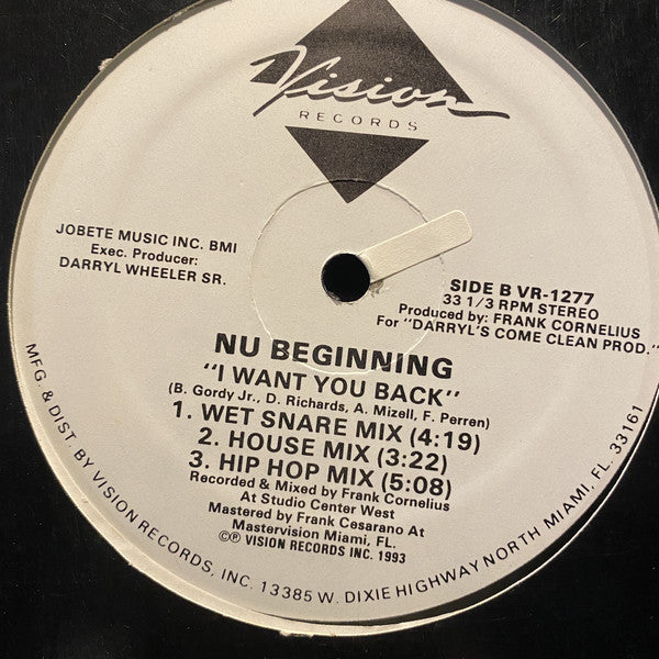 Nu Beginning : I Want You Back (12")