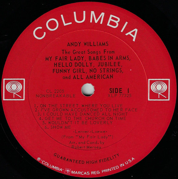 Andy Williams : Songs From My Fair Lady And Other Broadway Hits (LP, Album, Mono)