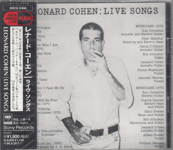 Leonard Cohen : Live Songs (CD, Album, Promo, RE)