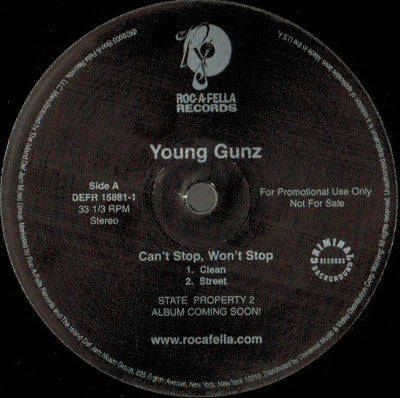 Young Gunz : Can't Stop, Won't Stop (12", Promo)