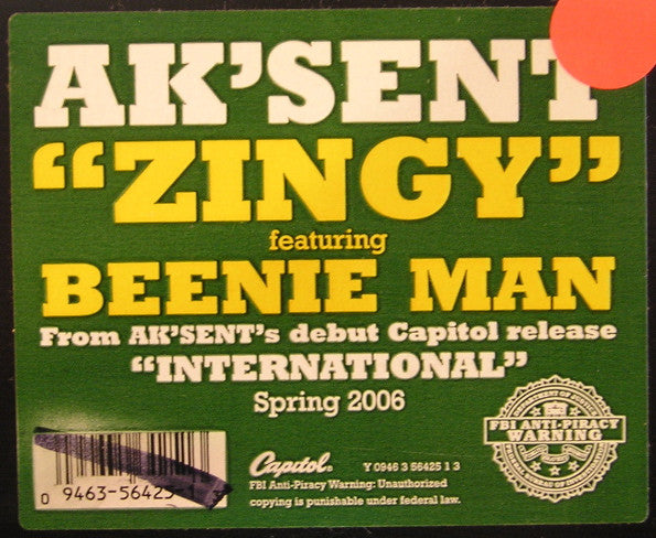 Ak'sent Featuring Beenie Man : Zingy (12")