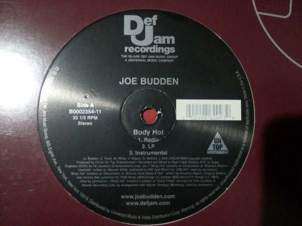 Joe Budden : Body Hot (12")