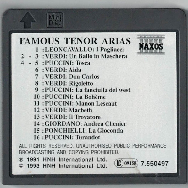 Ruggiero Leoncavallo, Giuseppe Verdi, Giacomo Puccini, Umberto Giordano, Amilcare Ponchielli : Famous Tenor Arias ● Aida ● Rigoletto ● Il Trovatore ● La Bohème ● Tosca ● I Pagliacci ● Andrea Chenier (MD, Comp, DDD)