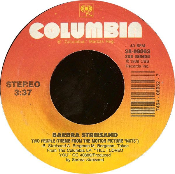 Barbra Streisand And Don Johnson : Till I Loved You (7", Styrene)